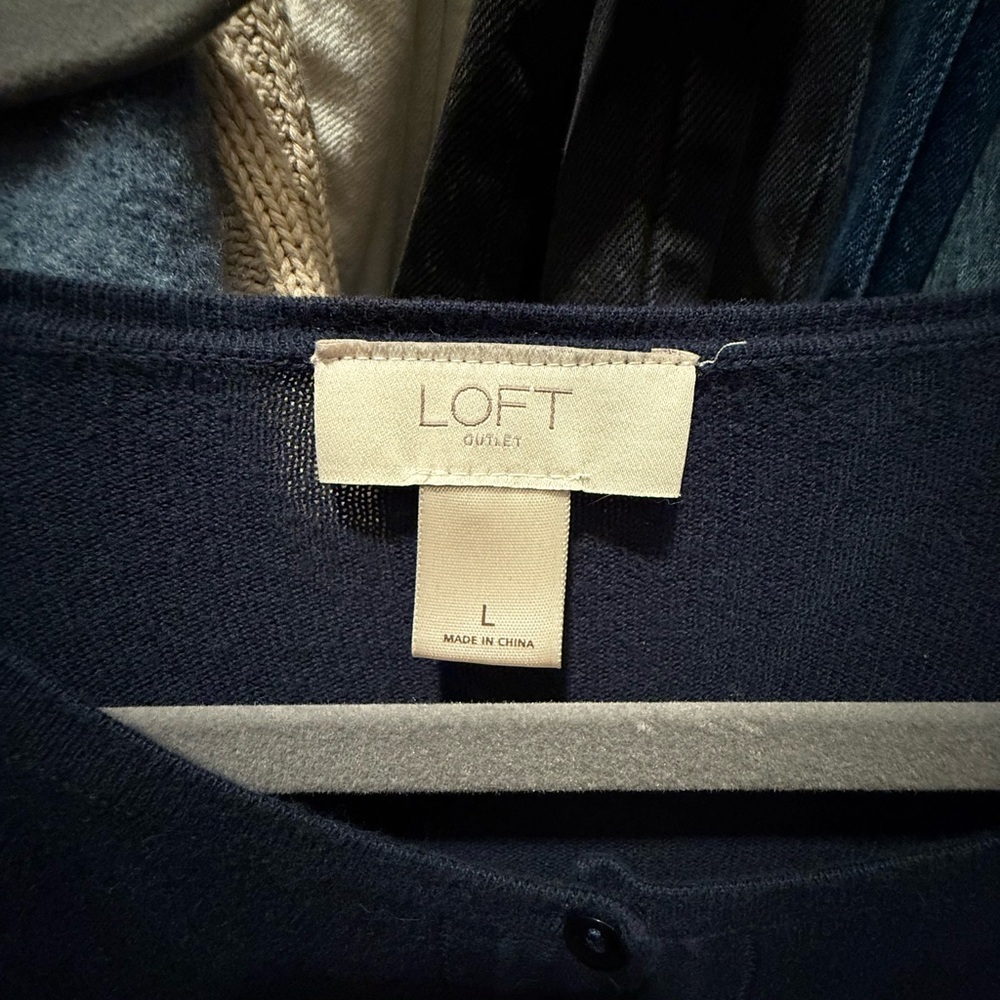 LOFT Navy Short Sleeve Cardigan Sweater